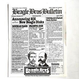Vintage Beagle Bros Bulletin April 1983. Apple- micro software programers.